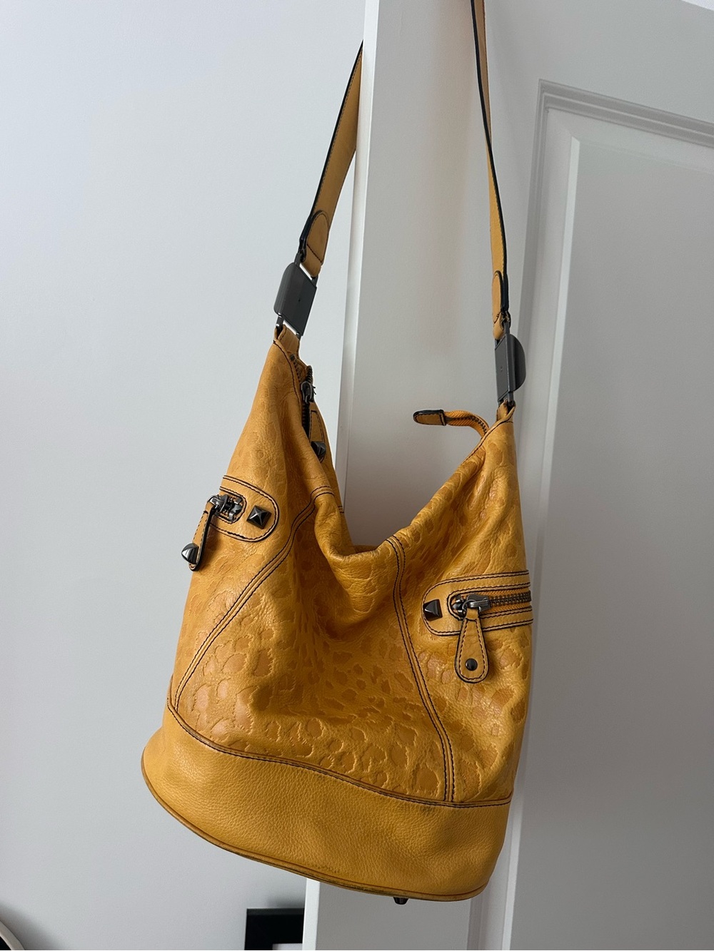 Y2K Betsey Johnson Leather Hobo Bag with Subtle Animal Texture